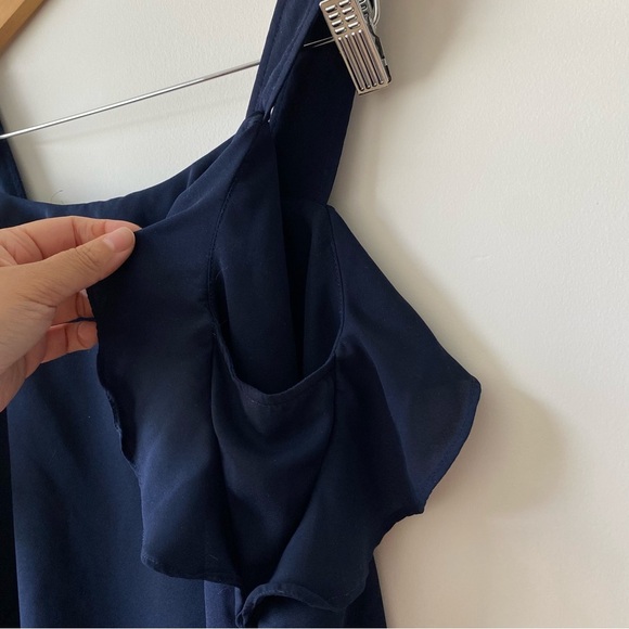 Banana Republic Ruffle Square Neck Tank Blue - Picture 3 of 7